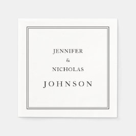 Servilleta De Papel Elegante Clásico Boda Blanco Y Negro