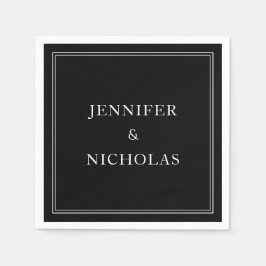 Servilleta De Papel Elegante Clásico Boda Blanco Y Negro