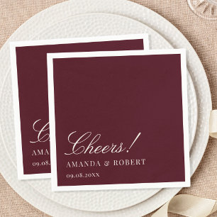 Servilleta De Papel Elegante Clásico Burgundy Brindis Boda