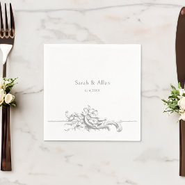 Servilleta De Papel Elegante clásico floral rococó francés