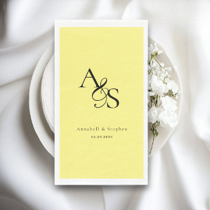 Servilleta De Papel Elegante, clásico, monograma, amarillo, Boda