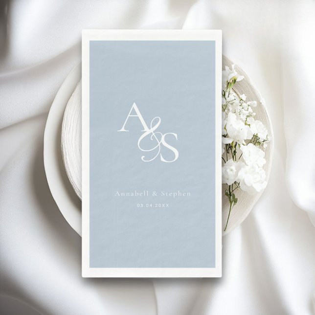 Servilleta De Papel Elegante, clásico, monograma, Boda Powder-Blue (Personalized, Elegant, Classic, Monogram, Powder-Blue, Wedding Paper)