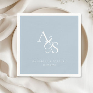 Servilleta De Papel Elegante, clásico, monograma, Boda Powder-Blue