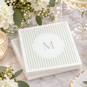 Servilleta De Papel Elegante Clásico Regadera de Monograma de Raya de
