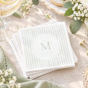 Servilleta De Papel Elegante Clásico Regadera de Monograma de Raya de