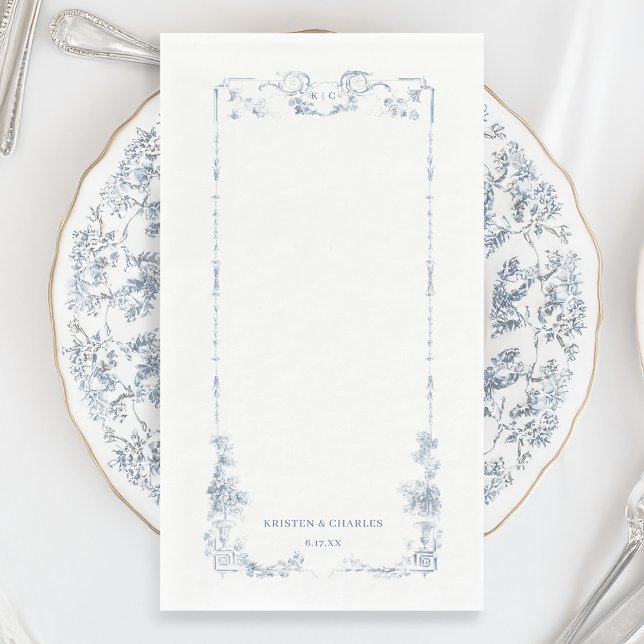 Servilleta De Papel Elegante Classic Dusty Blue Floral Francesa (Subido por el creador)