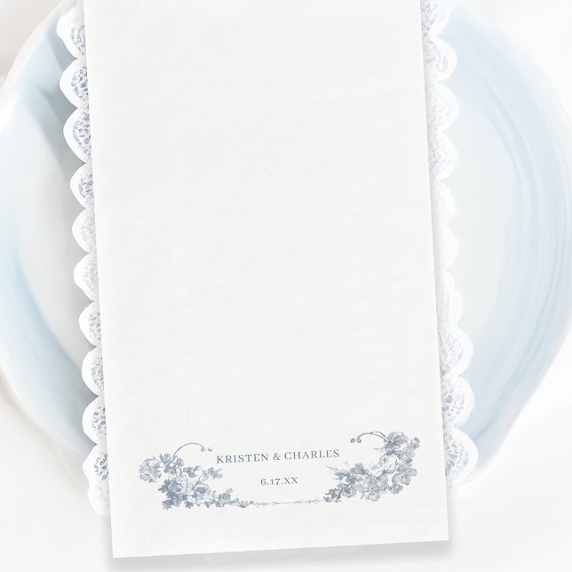 Servilleta De Papel Elegante Classic Dusty Blue Floral Francesa (Subido por el creador)