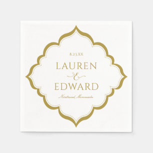 Servilleta De Papel Elegante Cocktail Napkins Boda Fronterizo (Oro)