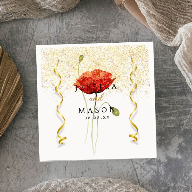 Servilleta De Papel Elegante cóctel de Boda de flor de espárragos dora (Subido por el creador)