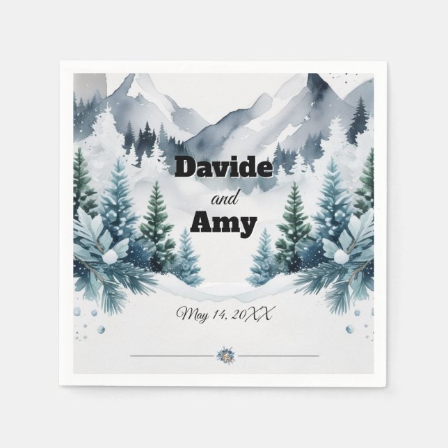 Servilleta De Papel Elegante cóctel de boda de invierno (Anverso)