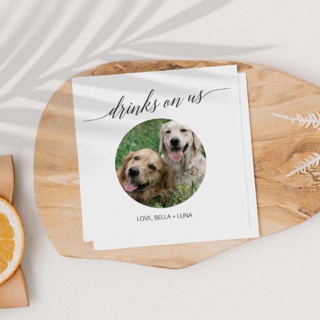 Servilleta De Papel Elegante cóctel de perro Boda de caligrafía gris o (Elegant Dark Gray Calligraphy Wedding Dog Cocktail Napkins)