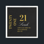 Servilleta De Papel Elegante cóctel Fiesta Black & Gold 21st Birthday<br><div class="desc">Elegante Cocktail Napkins Black & Gold 21st Birthday Fiesta</div>