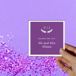 Servilleta De Papel Elegante cóctel Monograma Morado Jewel Tone Dinner