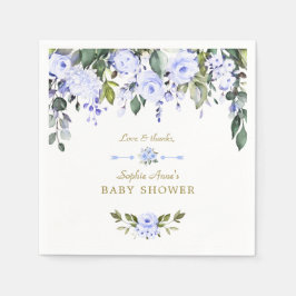 Servilleta De Papel Elegante color de agua azul flores Baby Shower