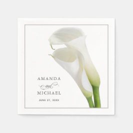 Servilleta De Papel Elegante color de agua blanco Calla Lilies Boda