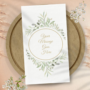 Servilleta De Papel Elegante color de agua botánica con guión dorado