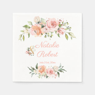 Servilleta De Papel Elegante color de agua crema rosa rosa Boda