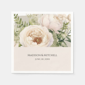 Servilleta De Papel Elegante color de agua de flores blancas