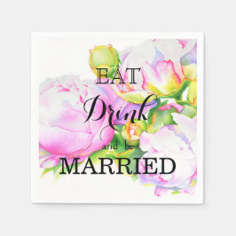 Servilleta De Papel Elegante color de agua floral de peonia blanca ros