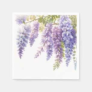 Servilleta De Papel Elegante color de agua morada glicinia morada flor