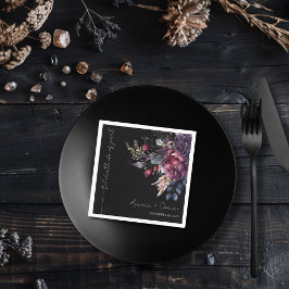 Servilleta De Papel Elegante color de agua negro Boda floral Napkin