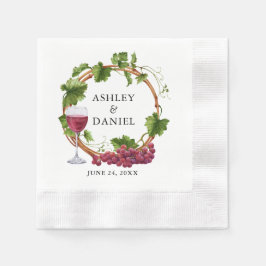 Servilleta De Papel Elegante color de agua uva Vines Wood Wreath Boda