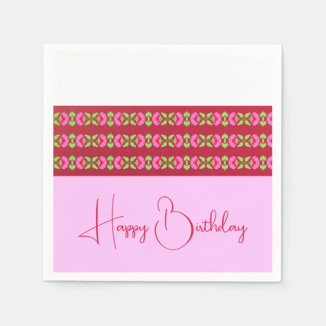 Servilleta De Papel Elegante con acento floral rosa (Anverso)