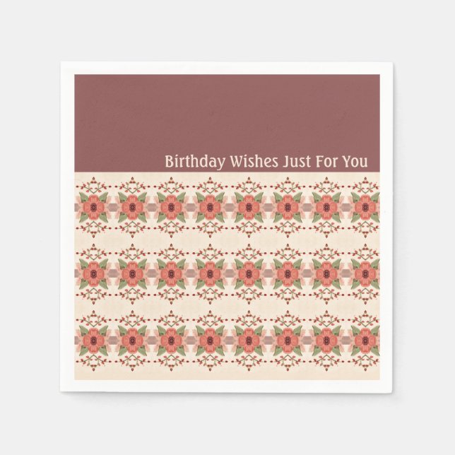 Servilleta De Papel Elegante con estampado floral (Anverso)