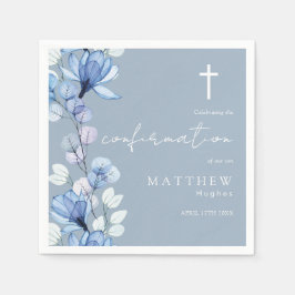 Servilleta De Papel Elegante Confirmación Floral Transparente Azul Pol