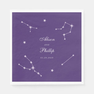 Servilleta De Papel Elegante Constelación Bodas Celestiales Púrpura