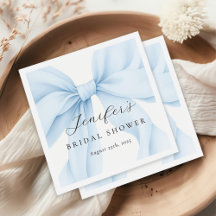 Elegante Coquette Azul Bow Bridal Shower
