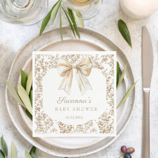 Servilleta De Papel Elegante Coquette Bow Chinoiserie Baby Shower