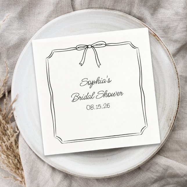 Servilleta De Papel Elegante Coquette Hand Drawn Bow Cute Bridal Ducha (Subido por el creador)
