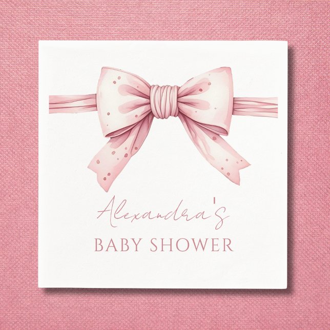 Servilleta De Papel Elegante Coquette Pink Bow Baby Shower (Subido por el creador)