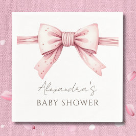 Servilleta De Papel Elegante Coquette Pink Bow Baby Shower