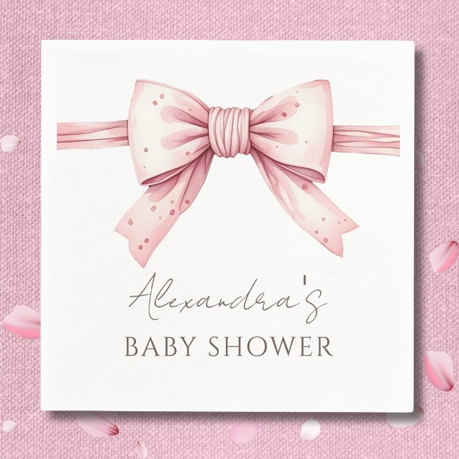 Servilleta De Papel Elegante Coquette Pink Bow Baby Shower (Subido por el creador)