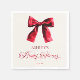 Servilleta De Papel Elegante Coquette Roja Bow Bridal Shower