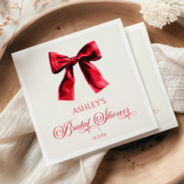 Servilleta De Papel Elegante Coquette Roja Bow Bridal Shower