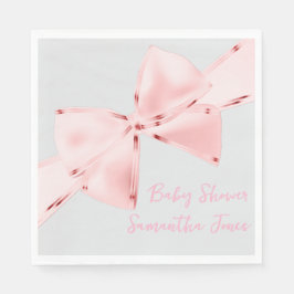 Servilleta De Papel Elegante Coquette Rosa Bow Chica Baby Shower