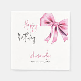 Servilleta De Papel Elegante Coquette Rosa Bow Sweet 16 Cumpleaños