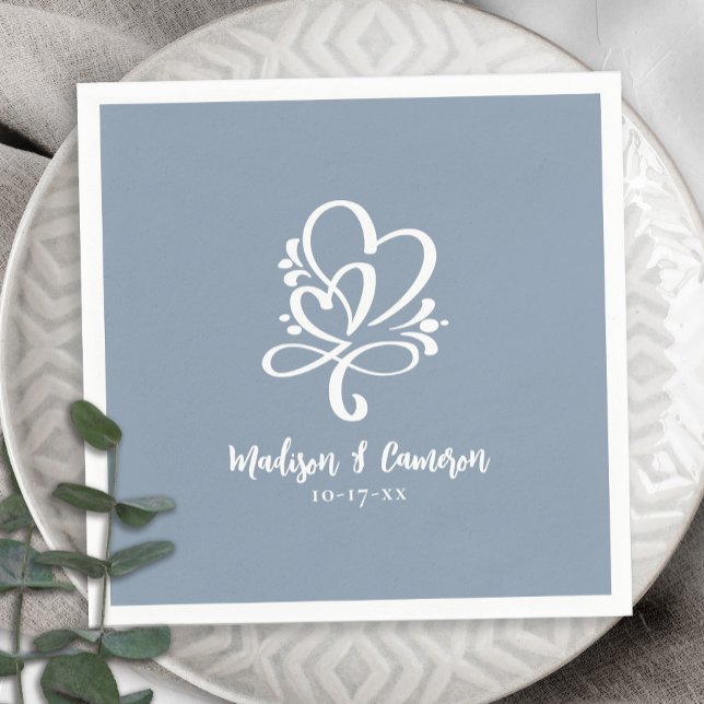 Servilleta De Papel Elegante corazón de boda caligrafía Moda azul turb (Subido por el creador)