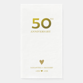 Servilleta De Papel Elegante corazón de oro para el 50 aniversario de