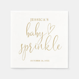 Servilleta De Papel Elegante Corazón de Oro Script Bebé Sprinkle Ducha