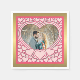 Servilleta De Papel Elegante corazón rosa Feliz Día de San Valentín el