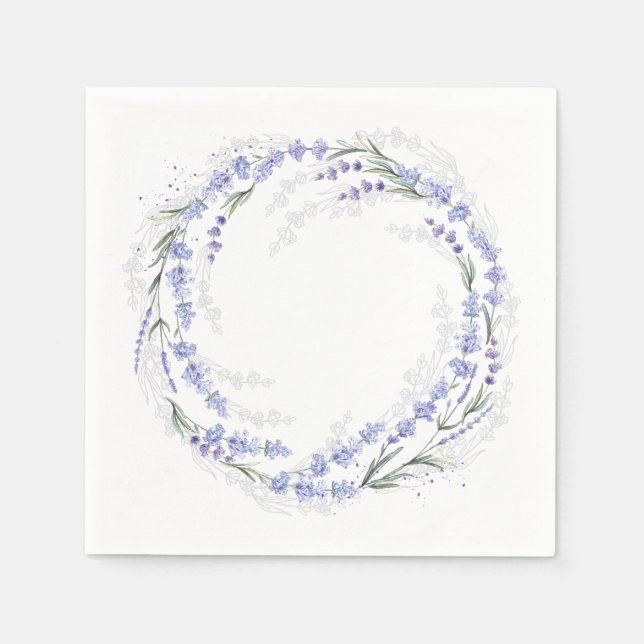 Servilleta De Papel Elegante Corona de Lavanda Rústica en Papel (Anverso)