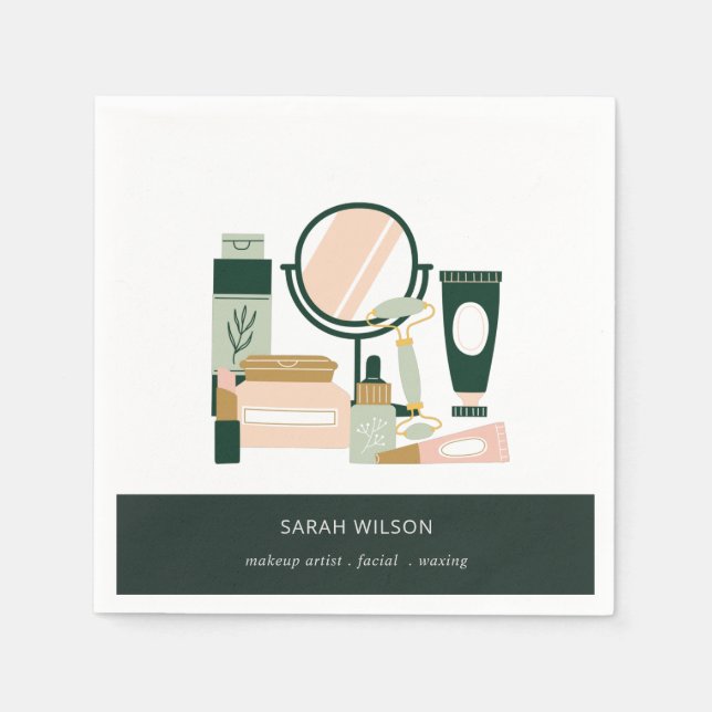 Servilleta De Papel Elegante cosmético de artistas de maquillaje verde (Anverso)
