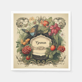 Servilleta De Papel Elegante Cottagecore Garden Berries personalizado