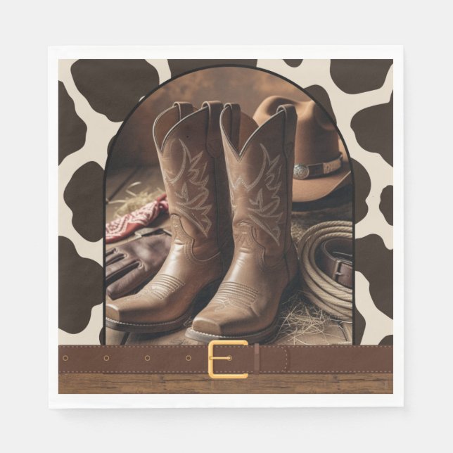 Servilleta De Papel Elegante Cowgirl Boots Baby Shower (Anverso)