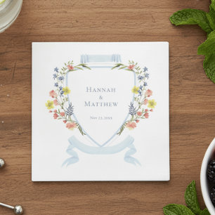 Servilleta De Papel Elegante cresta de boda de flor silvestre pastel a