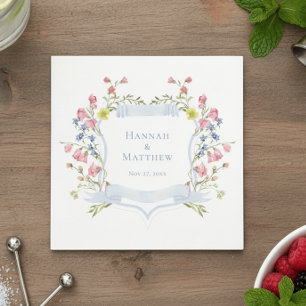 Servilleta De Papel Elegante cresta de flor silvestre pastel azul polv